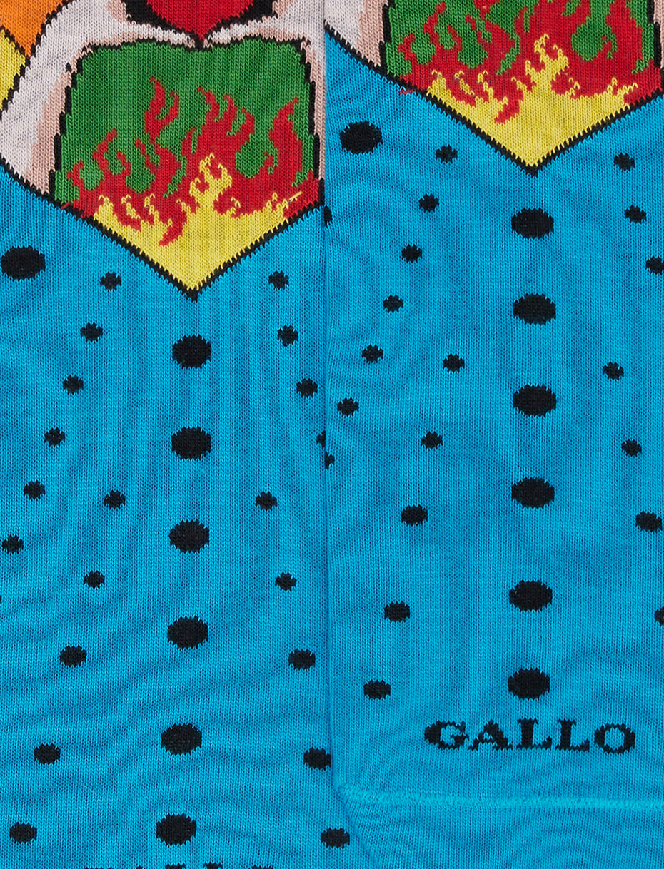 Men's short Smurf blue cotton socks with St. Valentine motif - Gallo 1927 - Official Online Shop