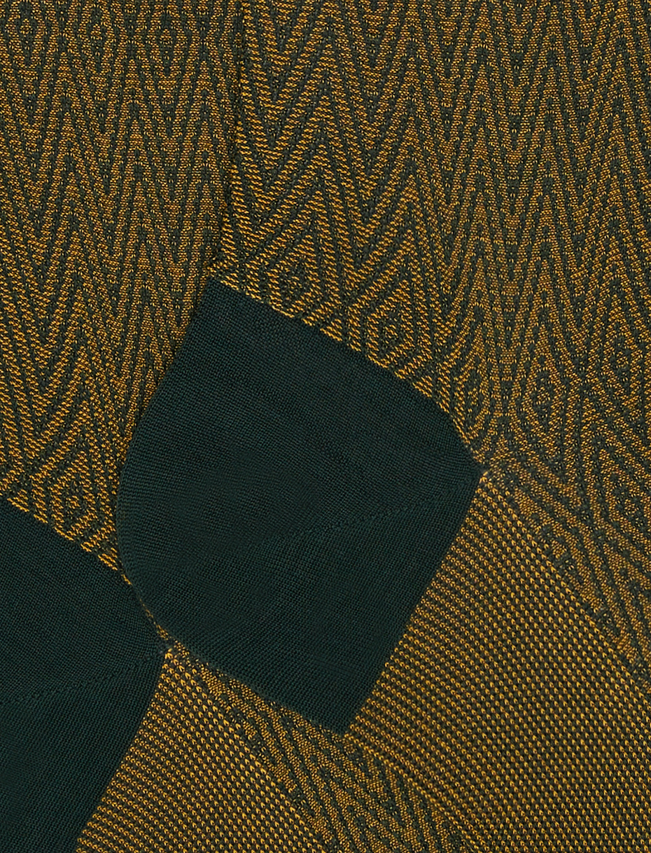 Men's long pine green lightweight cotton socks with chevron and rhombus motif - Gallo 1927 - Official Online Shop