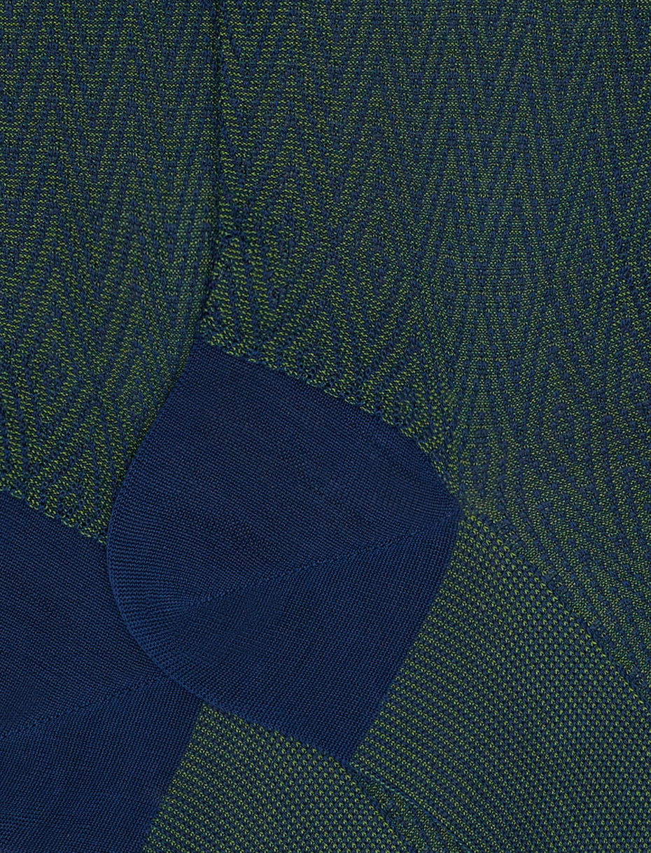 Men's short royal blue lightweight cotton socks with chevron and rhombus motif - Gallo 1927 - Official Online Shop
