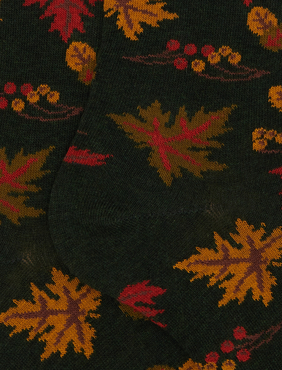 Calze lunghe uomo cotone verde fantasia foglie - Gallo 1927 - Official Online Shop