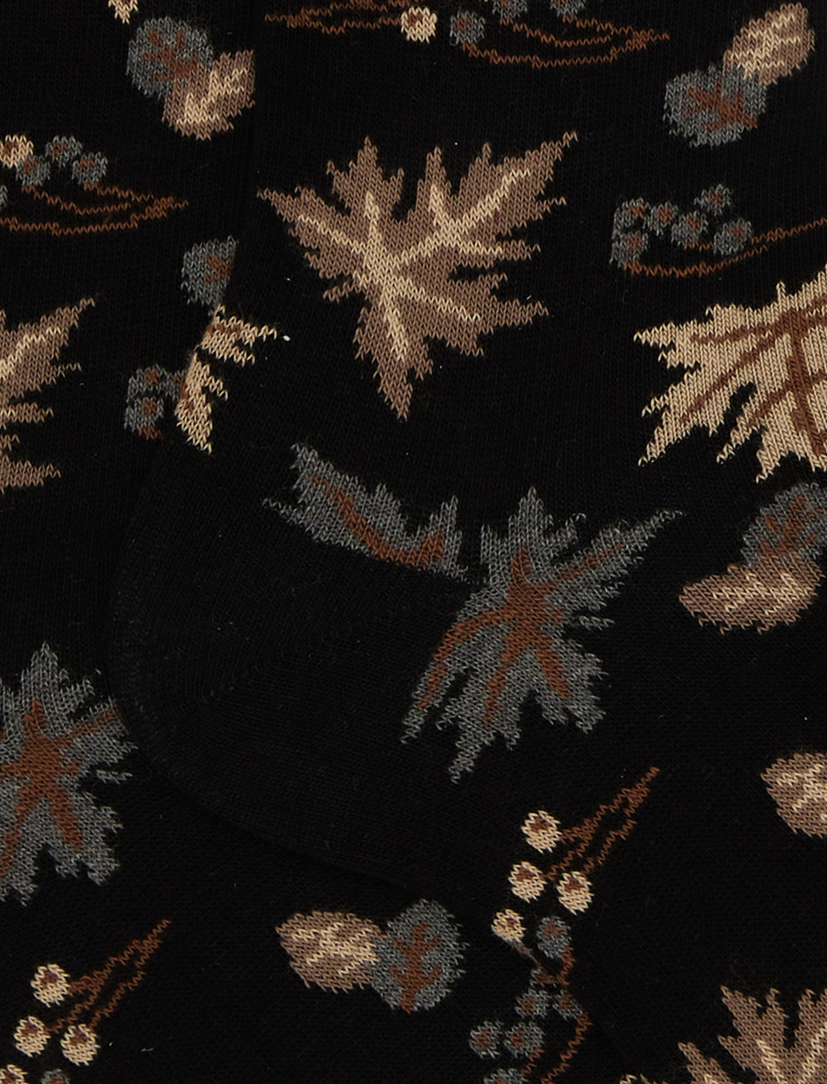 Calze corte uomo cotone nero fantasia foglie - Gallo 1927 - Official Online Shop
