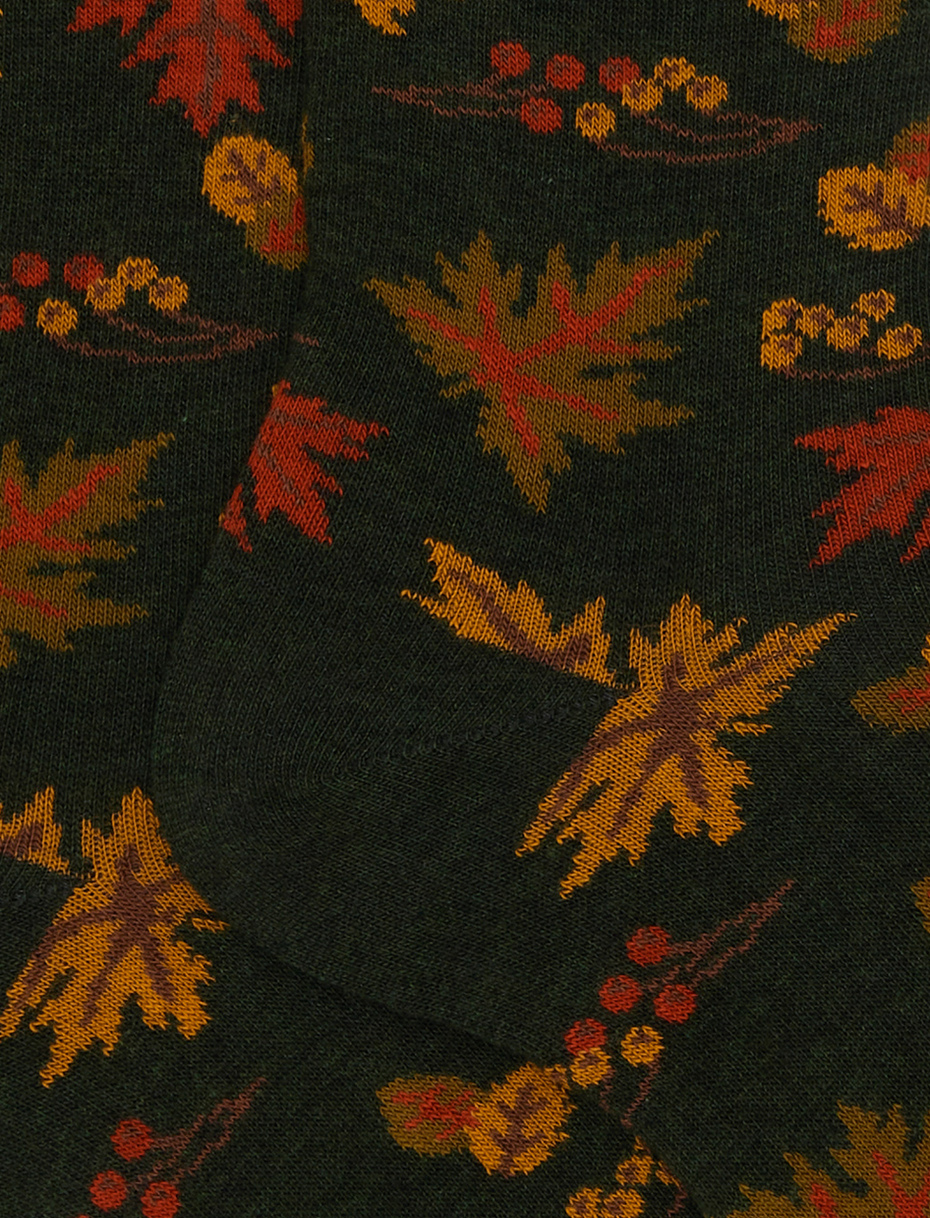 Calze corte uomo cotone verde fantasia foglie - Gallo 1927 - Official Online Shop