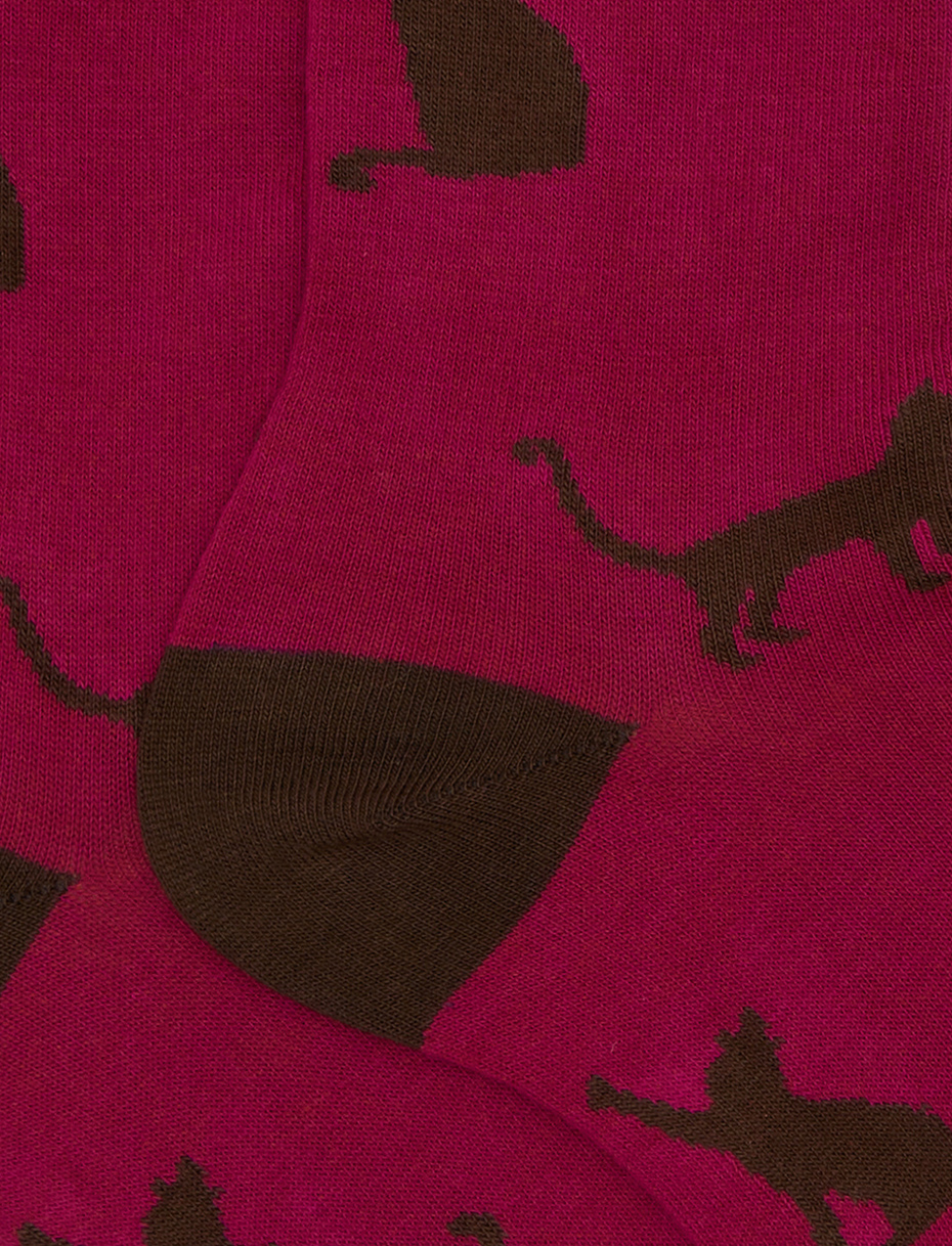 Calze corte donna cotone fucsia fantasia gatti - Gallo 1927 - Official Online Shop