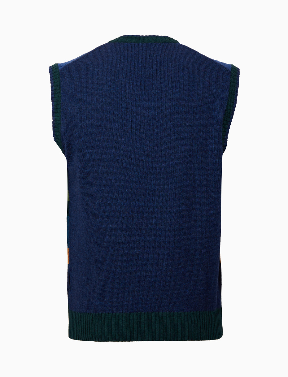 Gilet uomo lana, viscosa e cashmere verde righe multicolor - Gallo 1927 - Official Online Shop