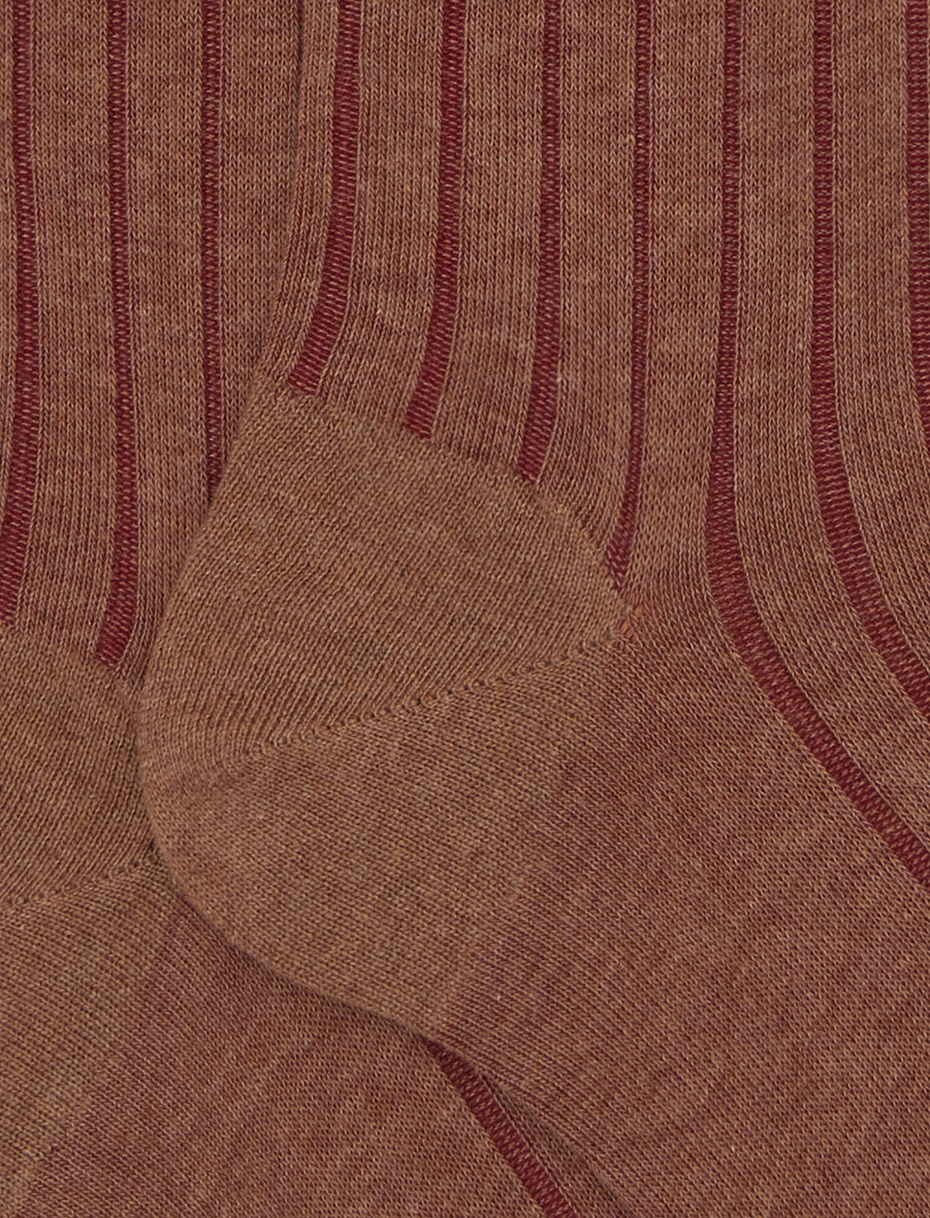 Calze corte uomo cotone beige vanisé a coste larghe - Gallo 1927 - Official Online Shop