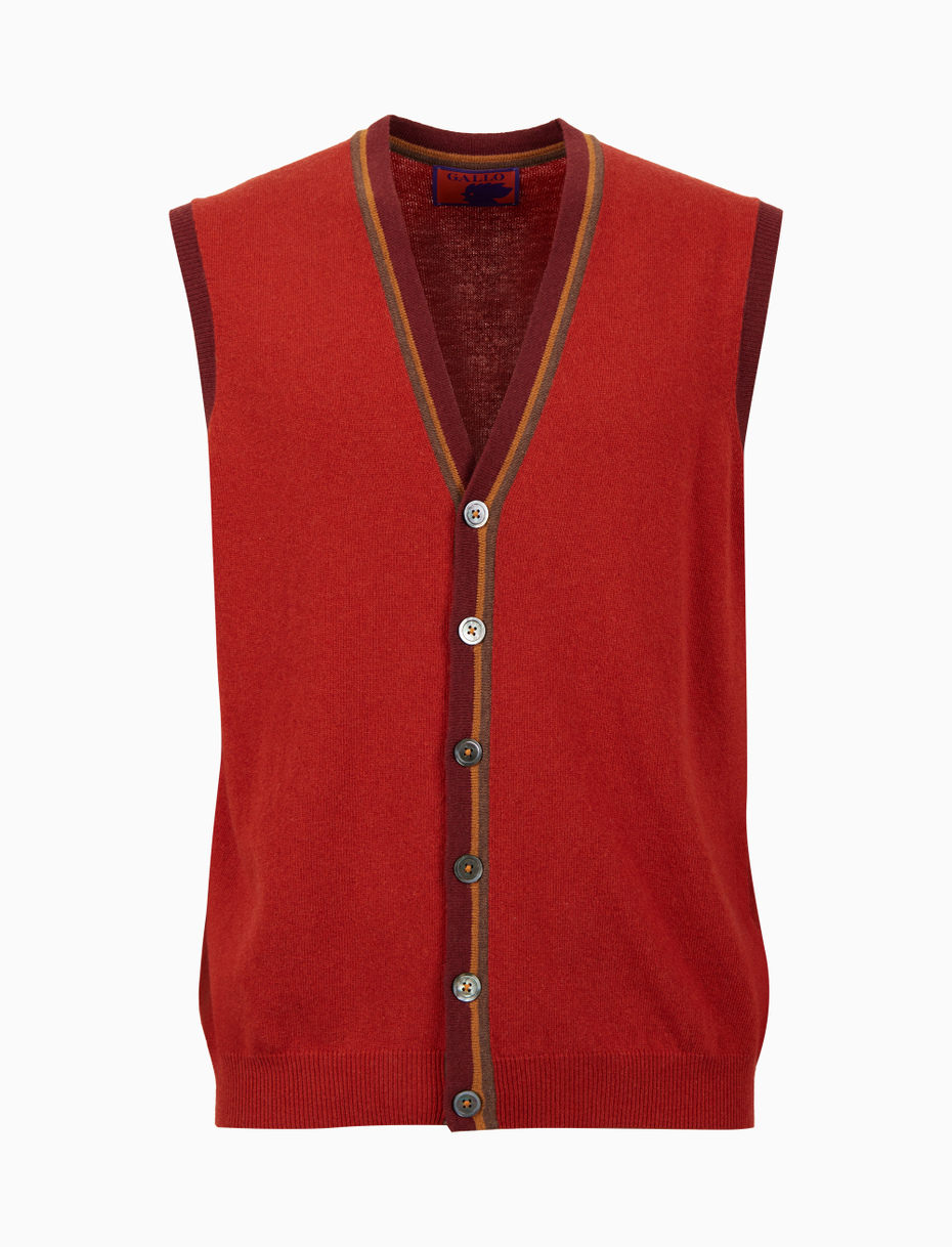 Men s plain yellow wool viscose and cashmere vest with buttons Gallo