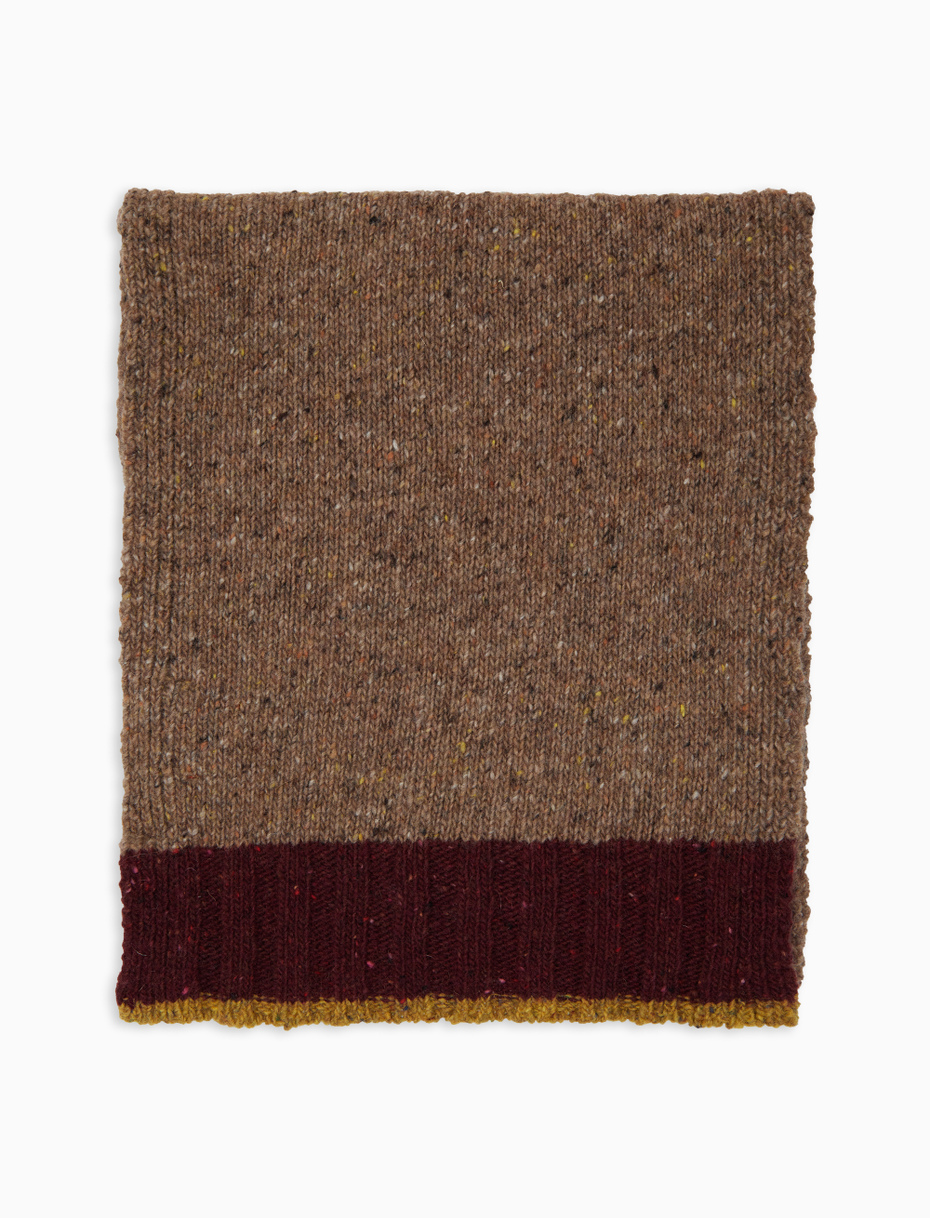 Sciarpa uomo lana beige tinta unita con contrasto - Gallo 1927 - Official Online Shop