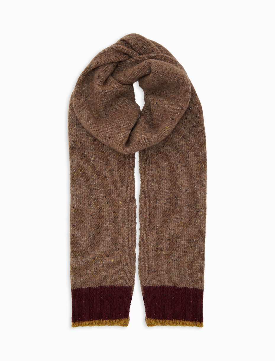 Sciarpa uomo lana beige tinta unita con contrasto - Gallo 1927 - Official Online Shop