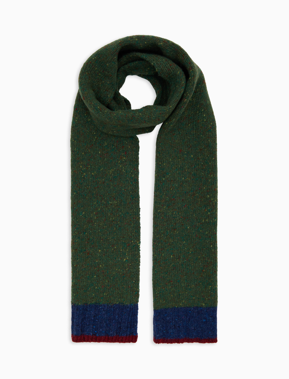 Men's plain green wool scarf with contrasting edge - Gallo 1927 - Official Online Shop