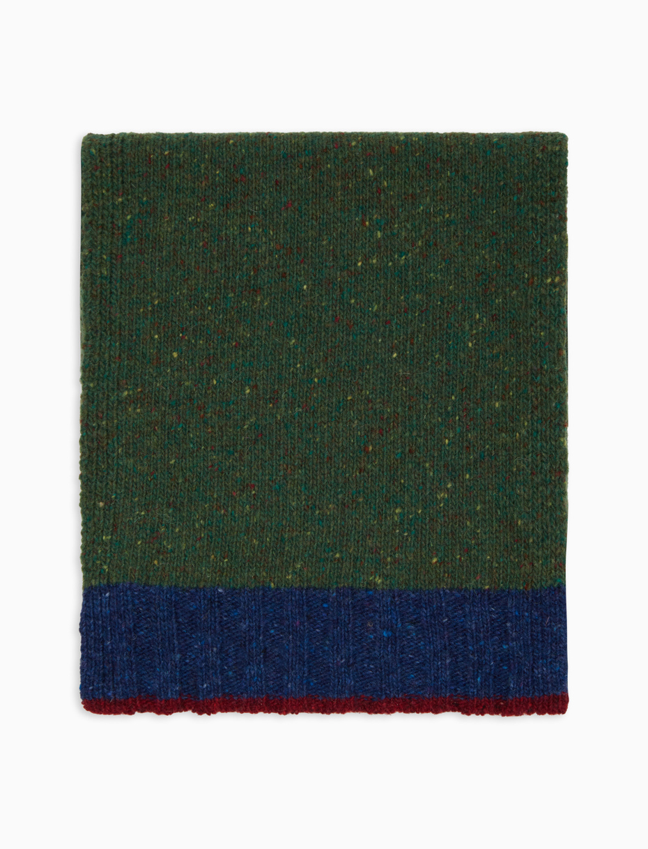 Men's plain green wool scarf with contrasting edge - Gallo 1927 - Official Online Shop