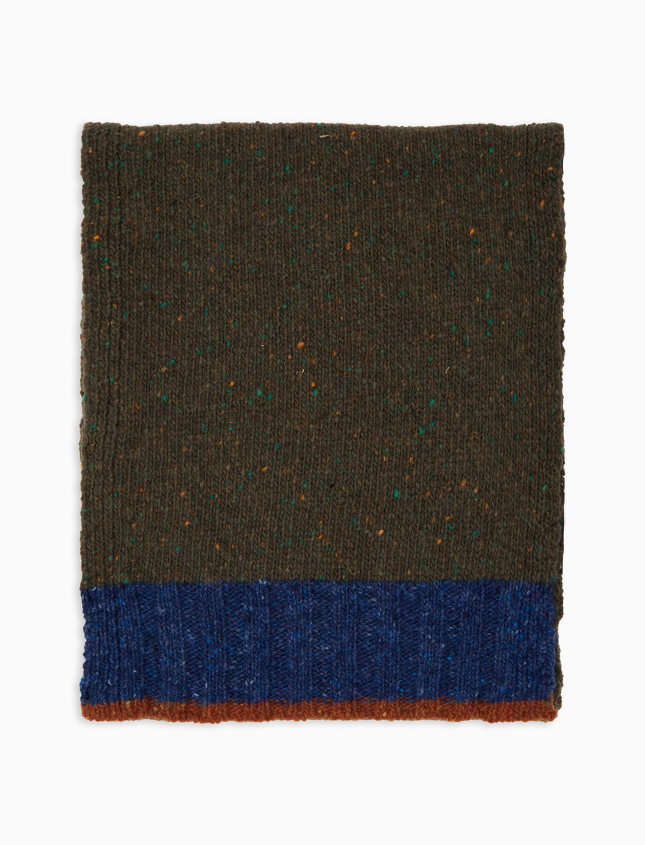 Sciarpa uomo lana verde tinta unita con contrasto - Gallo 1927 - Official Online Shop