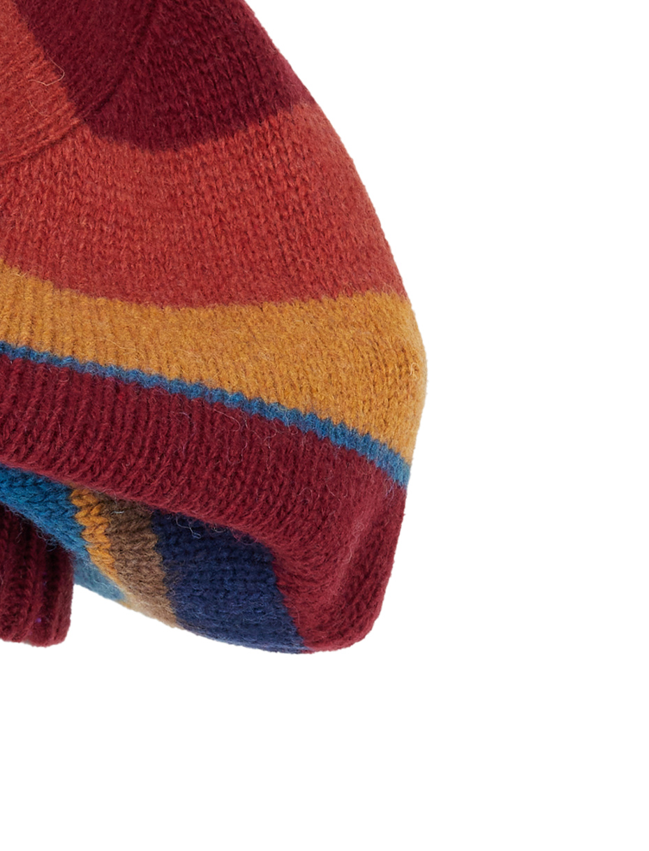 Women's burgundy wool and cashmere beret with multicoloured stripes - Gallo 1927 - Official Online Shop
