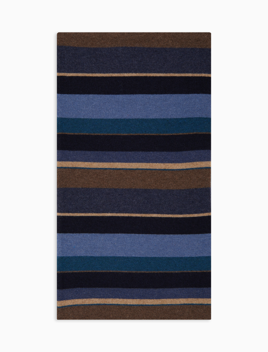 Sciarpa doppiata unisex lana e cashmere blu righe multicolor - Gallo 1927 - Official Online Shop
