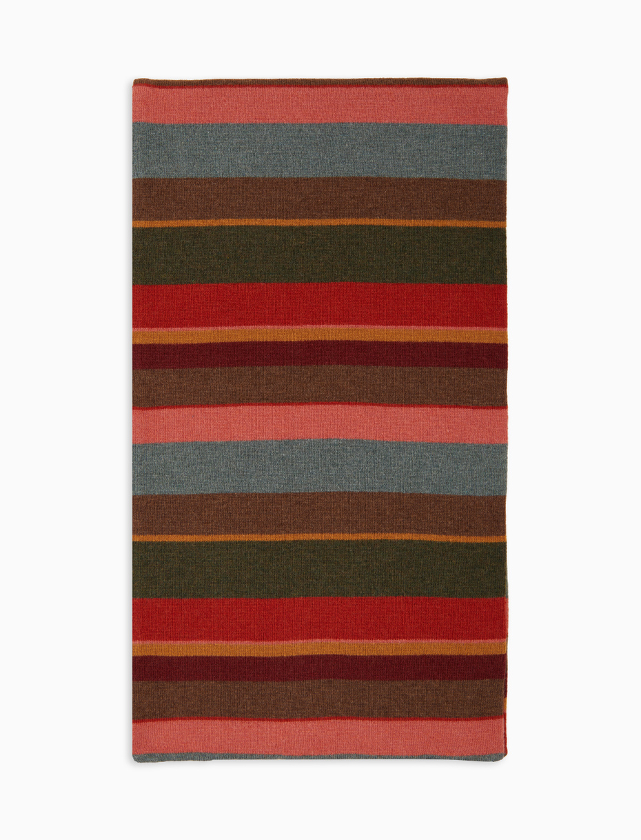 Sciarpa doppiata unisex lana e cashmere rosa righe multicolor - Gallo 1927 - Official Online Shop