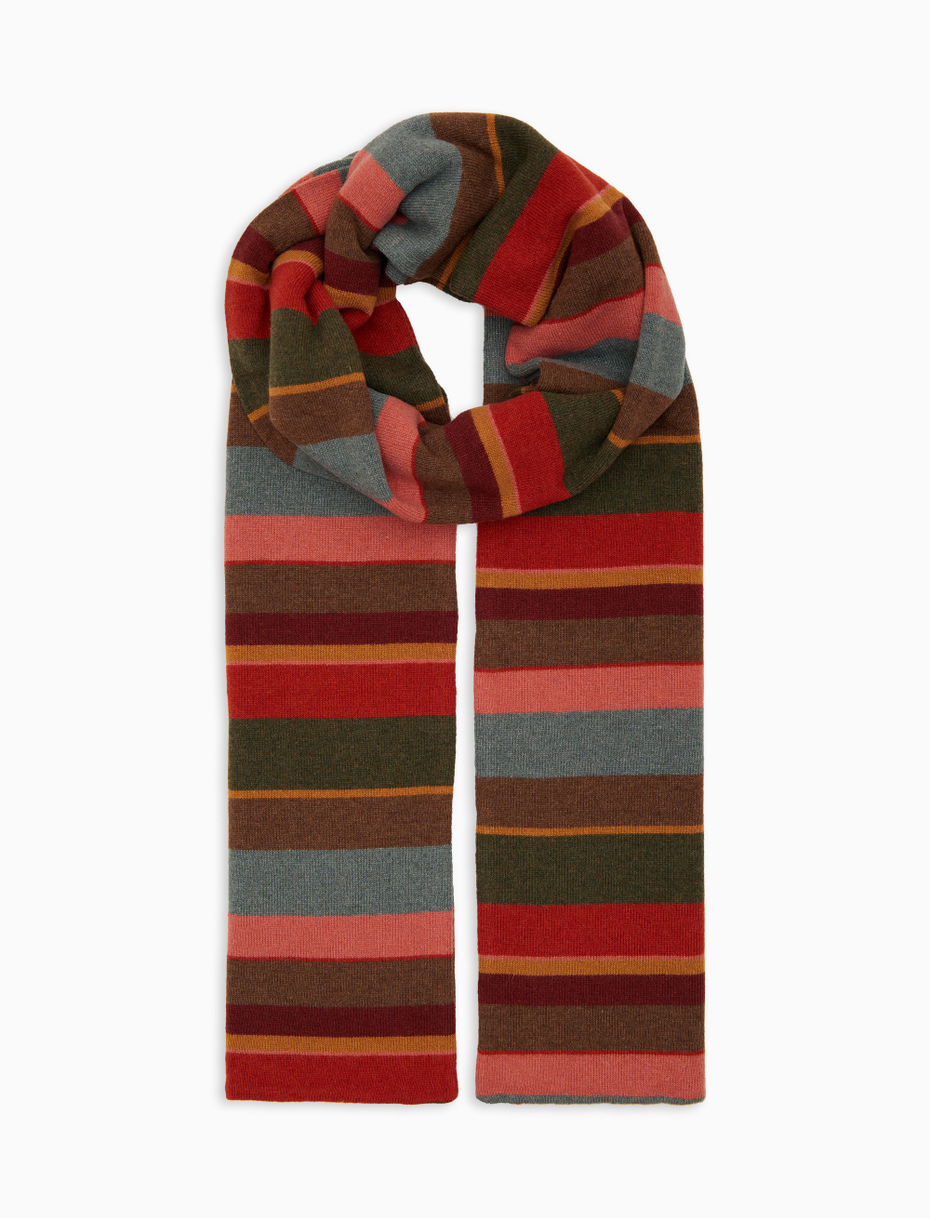 Sciarpa doppiata unisex lana e cashmere rosa righe multicolor - Gallo 1927 - Official Online Shop