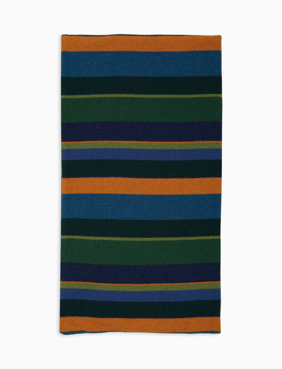 Sciarpa semplice unisex lana e cashmere verde righe multicolor - Gallo 1927 - Official Online Shop