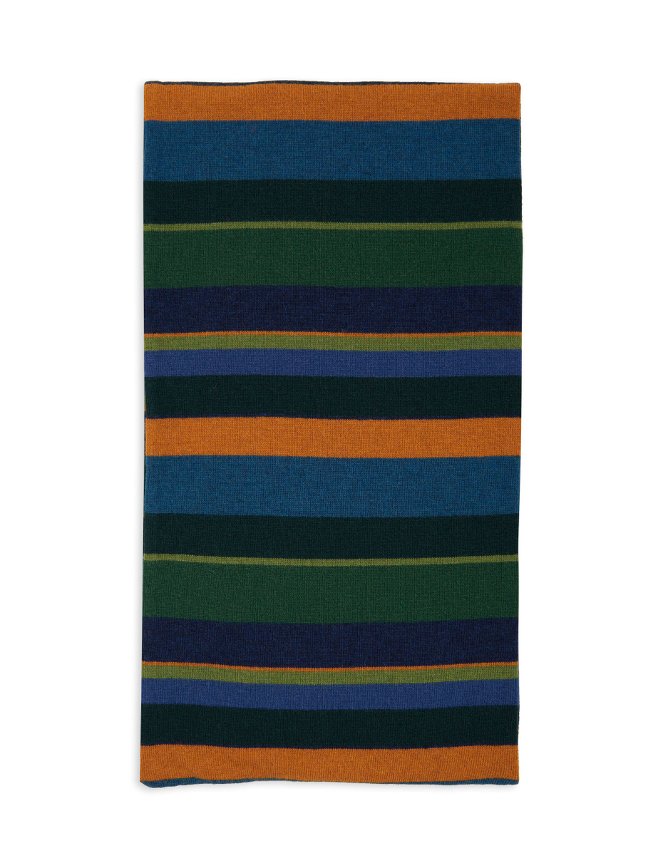 Sciarpa semplice unisex lana e cashmere verde righe multicolor - Gallo 1927 - Official Online Shop