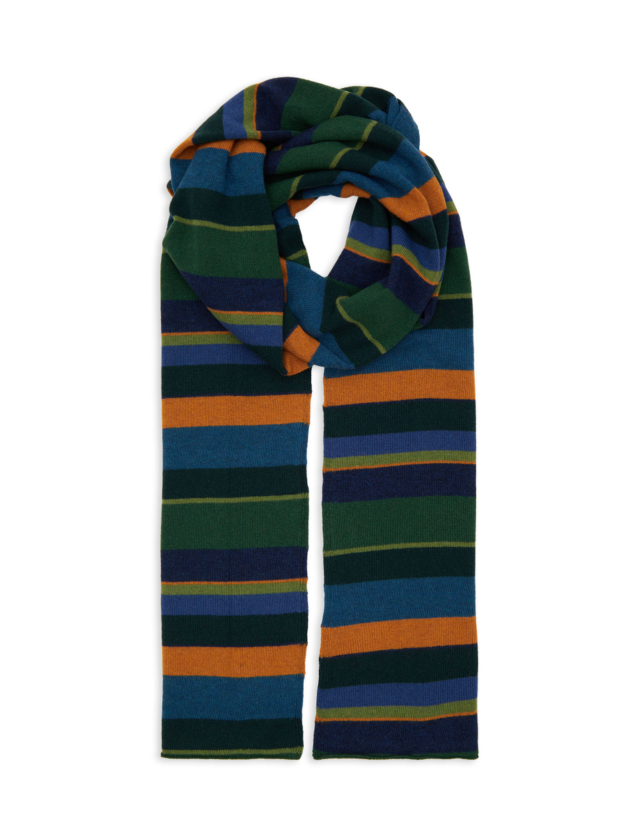 Sciarpa semplice unisex lana e cashmere verde righe multicolor - Gallo 1927 - Official Online Shop