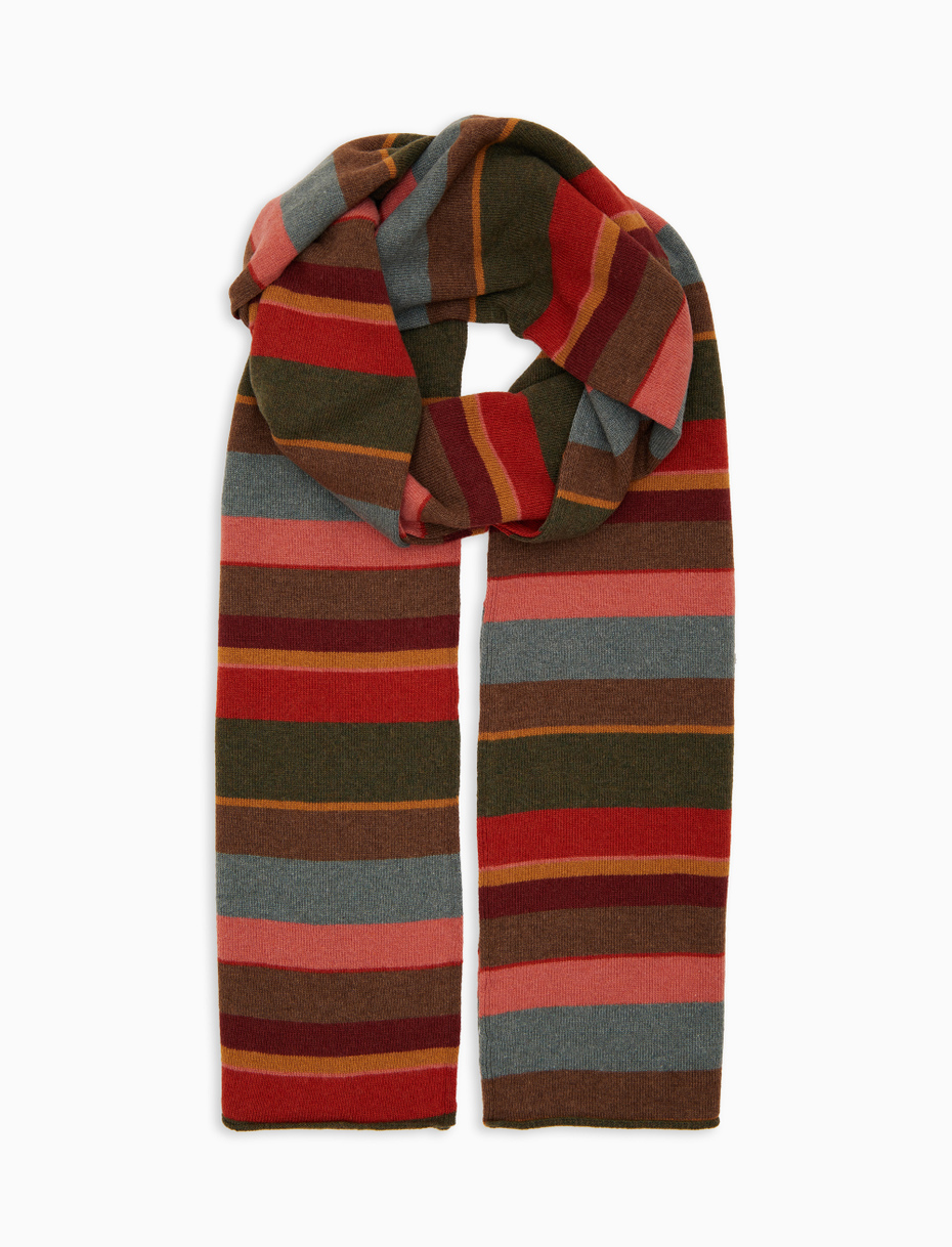 Sciarpa semplice unisex lana e cashmere rosa righe multicolor - Gallo 1927 - Official Online Shop