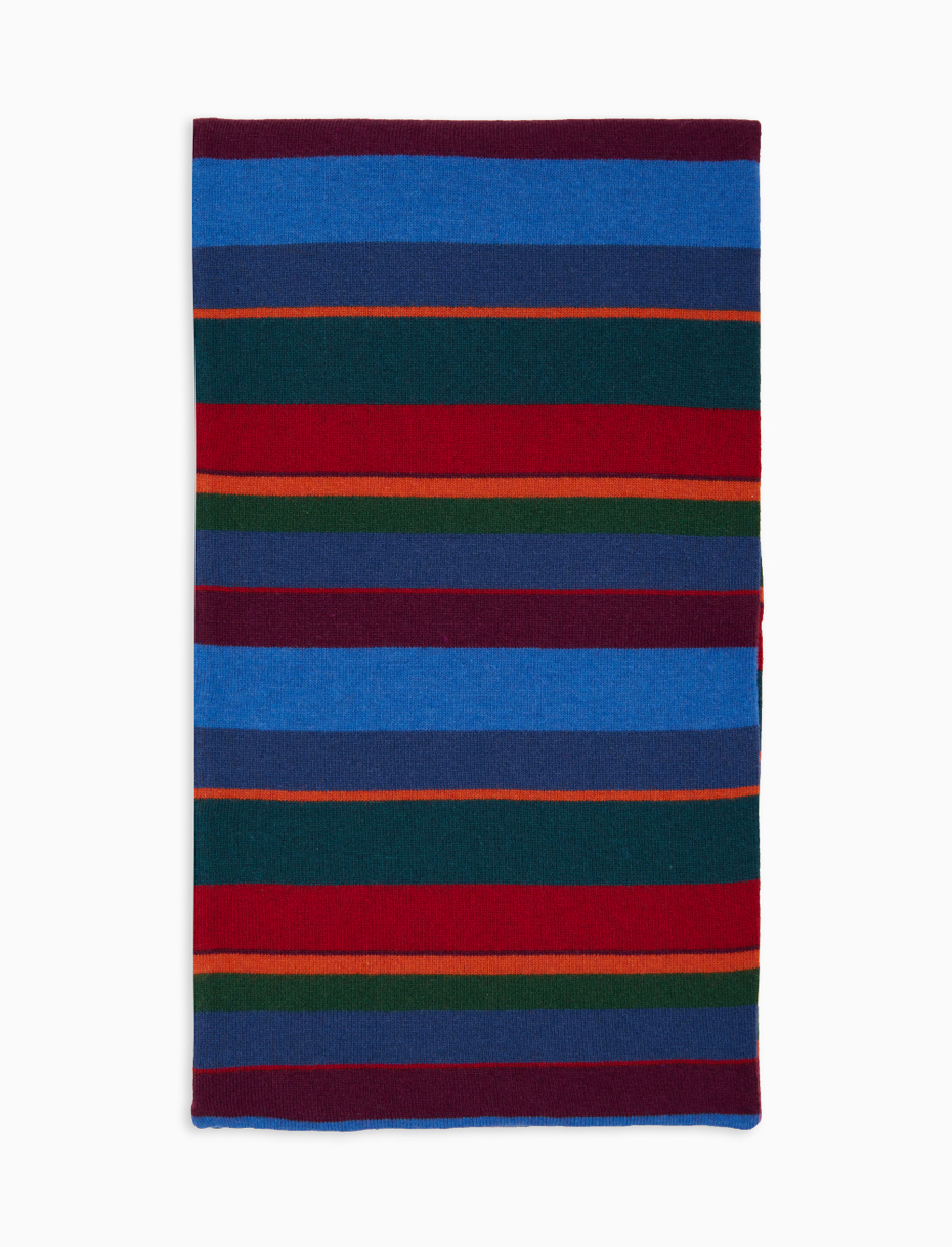 Sciarpa semplice unisex lana e cashmere blu righe multicolor - Gallo 1927 - Official Online Shop
