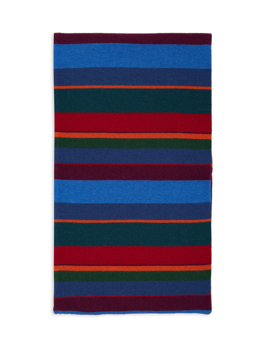 Sciarpa semplice unisex lana e cashmere blu righe multicolor - Gallo 1927 - Official Online Shop