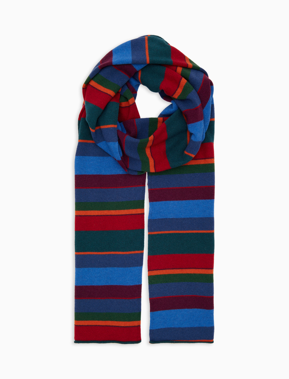 Sciarpa semplice unisex lana e cashmere blu righe multicolor - Gallo 1927 - Official Online Shop