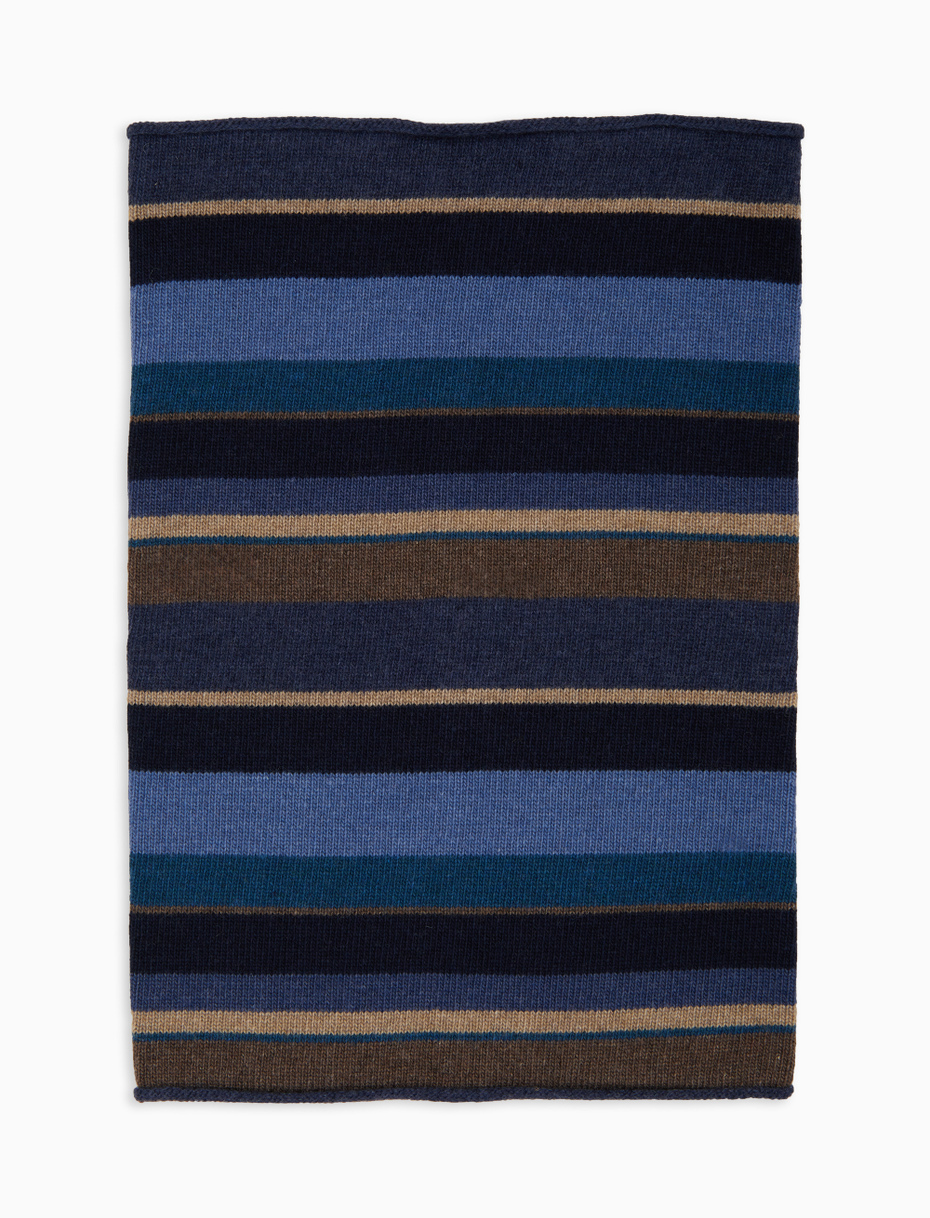 Scaldacollo donna lana e cashmere blu righe multicolor - Gallo 1927 - Official Online Shop