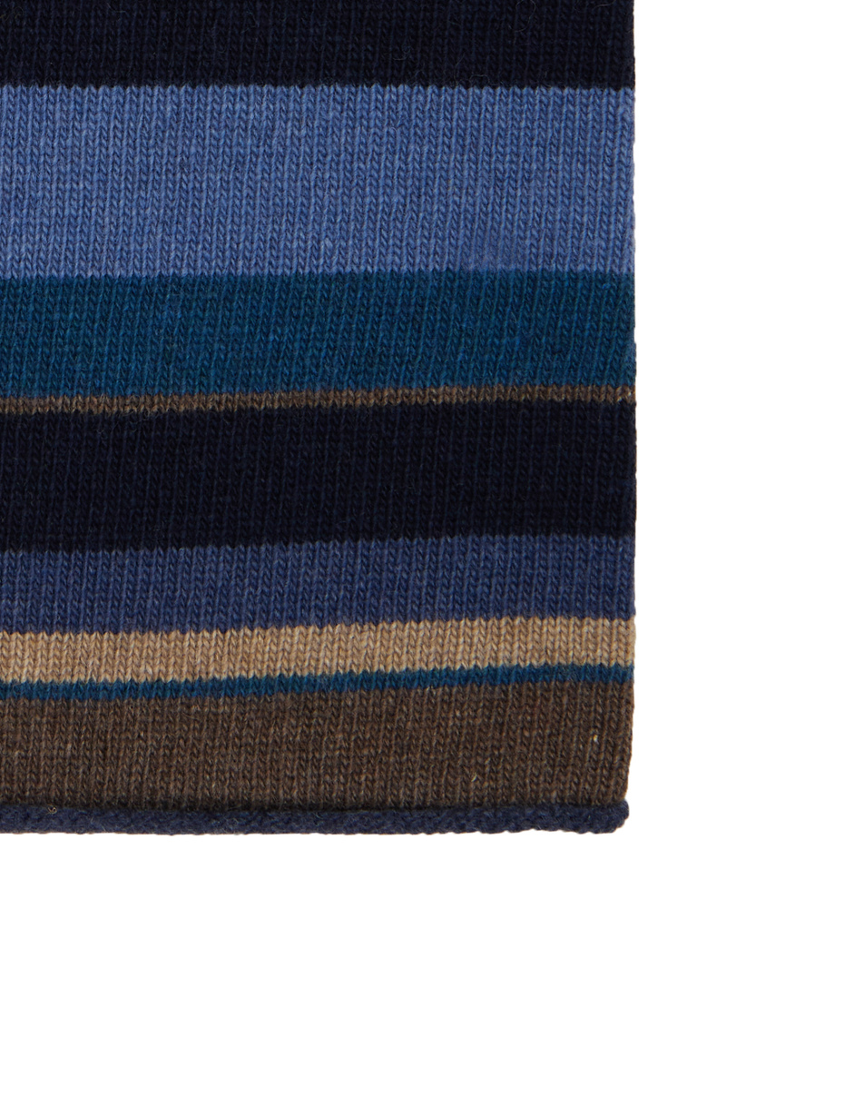 Scaldacollo donna lana e cashmere blu righe multicolor - Gallo 1927 - Official Online Shop