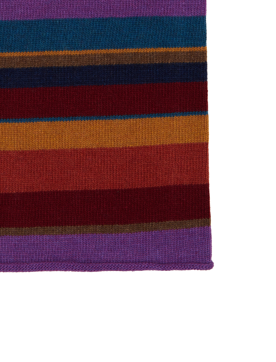 Women's burgundy wool and cashmere neck warmer with multicoloured stripes - Gallo 1927 - Official Online Shop