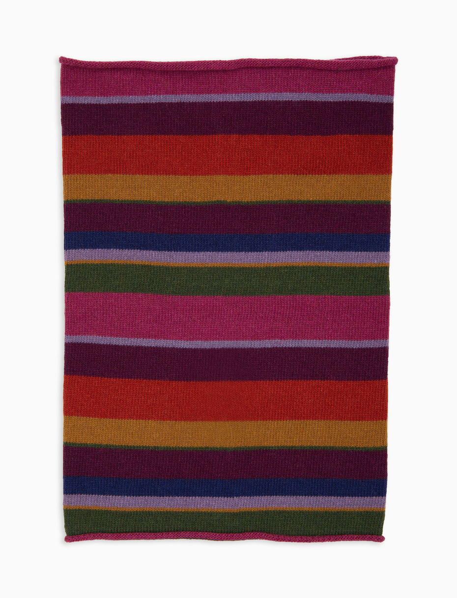 Scaldacollo donna lana e cashmere viola righe multicolor - Gallo 1927 - Official Online Shop