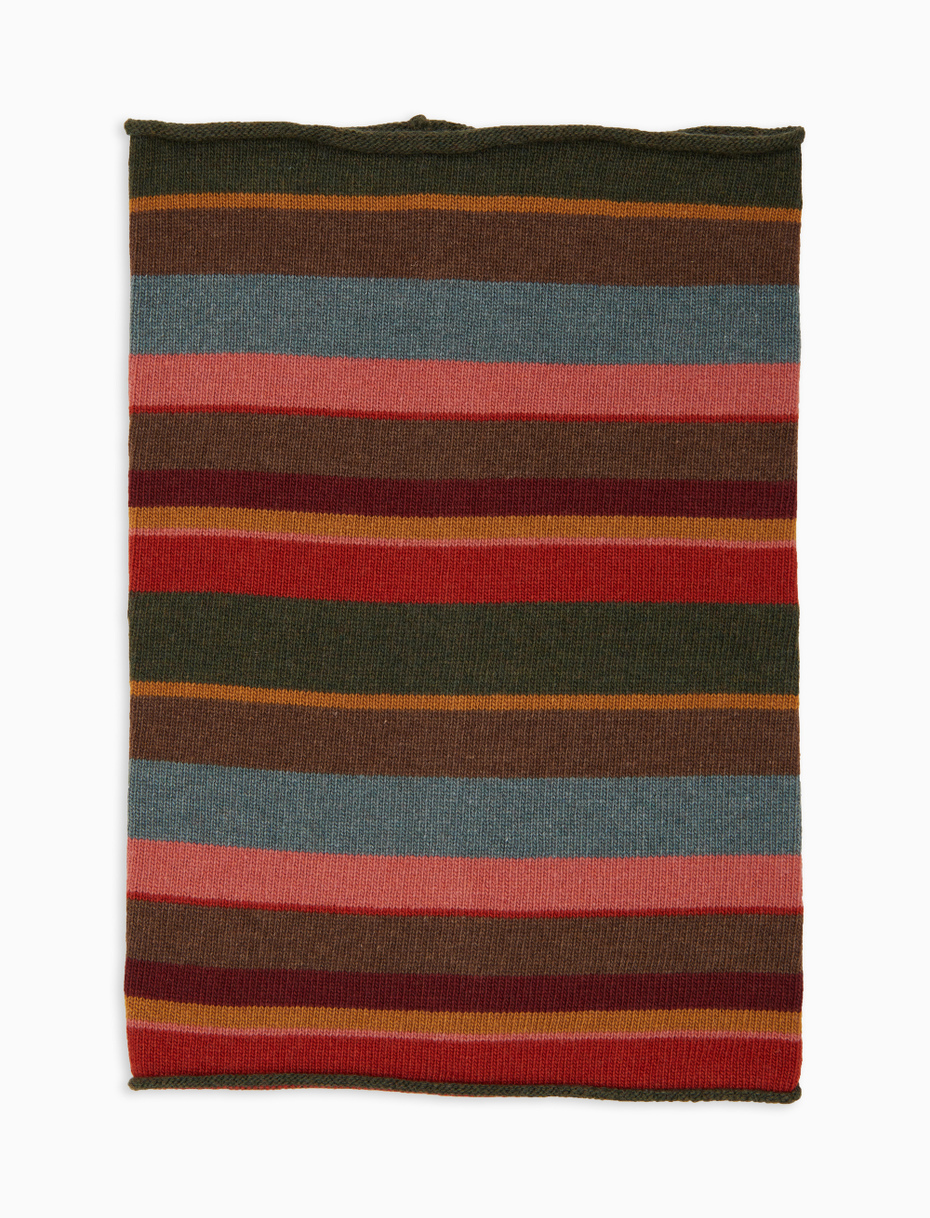 Scaldacollo donna lana e cashmere rosa righe multicolor - Gallo 1927 - Official Online Shop