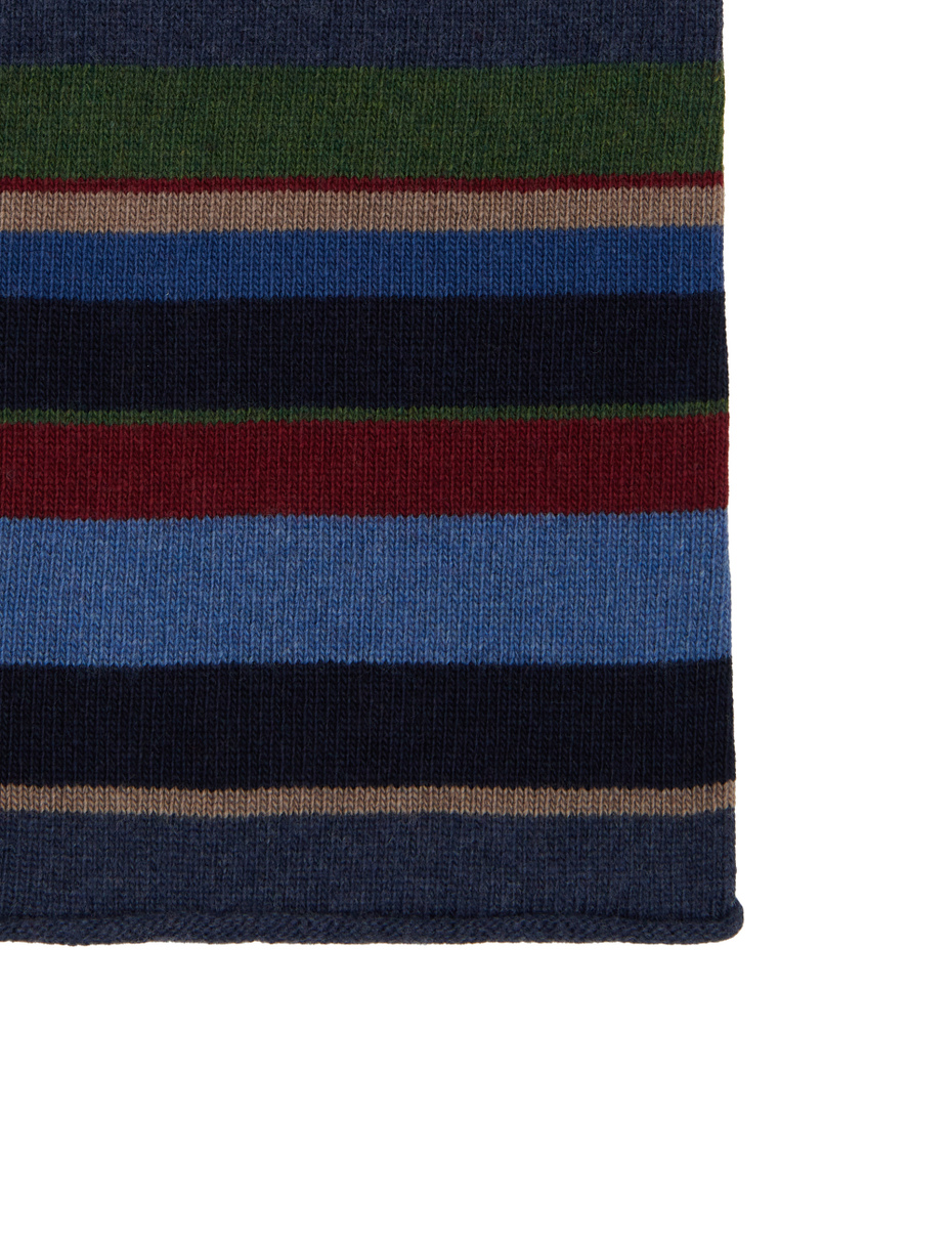 Women's blue wool and cashmere neck warmer with multicoloured stripes - Gallo 1927 - Official Online Shop
