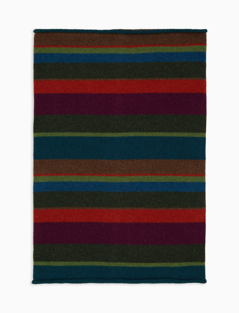 Women's green wool and cashmere neck warmer with multicoloured stripes - Gallo 1927 - Official Online Shop