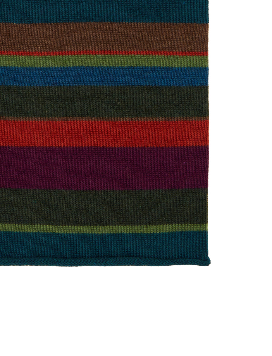 Women's green wool and cashmere neck warmer with multicoloured stripes - Gallo 1927 - Official Online Shop