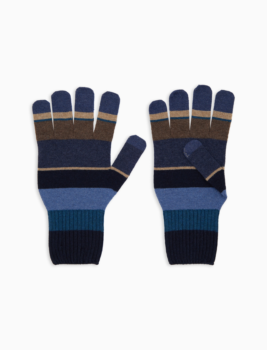 Guanti uomo lana blu righe multicolor - Gallo 1927 - Official Online Shop