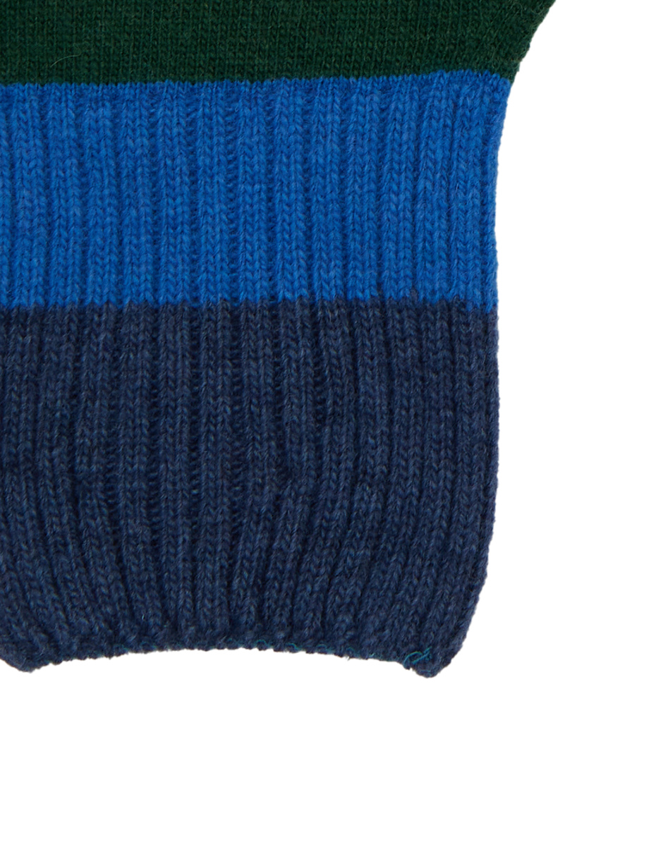 Men's blue wool gloves with multicoloured stripes - Gallo 1927 - Official Online Shop