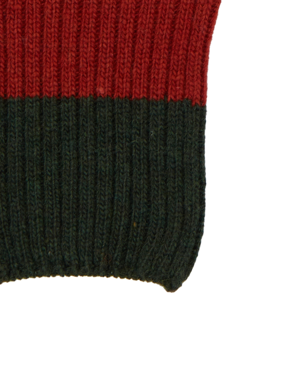 Men's green wool gloves with multicoloured stripes - Gallo 1927 - Official Online Shop