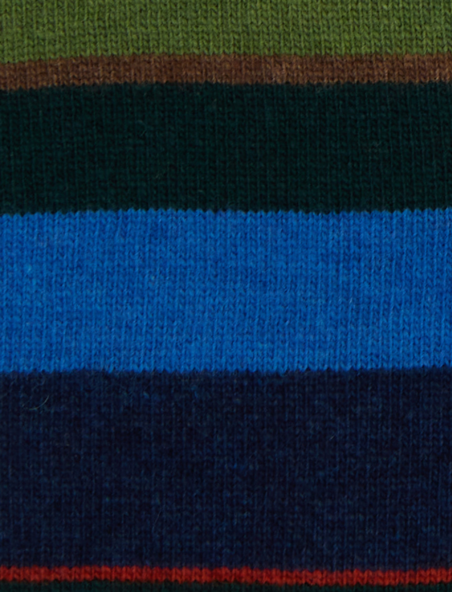 Guanto donna lana e cashmere verde righe multicolor - Gallo 1927 - Official Online Shop