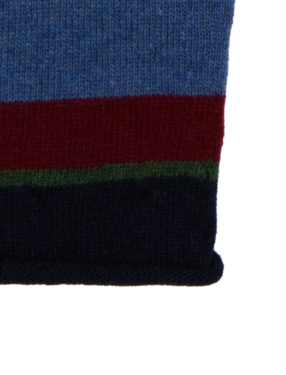 Women's blue wool and cashmere gloves with multicoloured stripes - Gallo 1927 - Official Online Shop