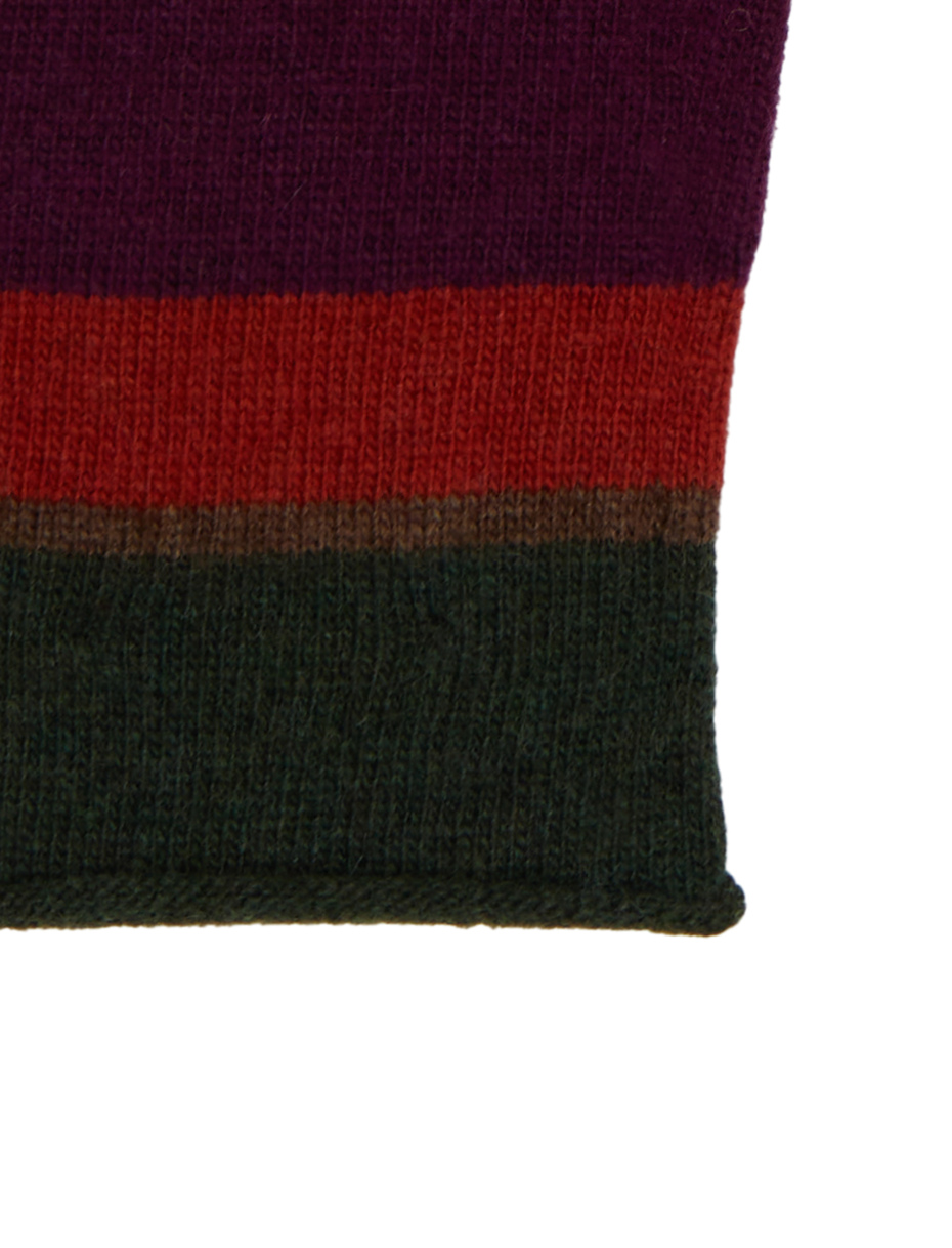 Women's green wool and cashmere gloves with multicoloured stripes - Gallo 1927 - Official Online Shop