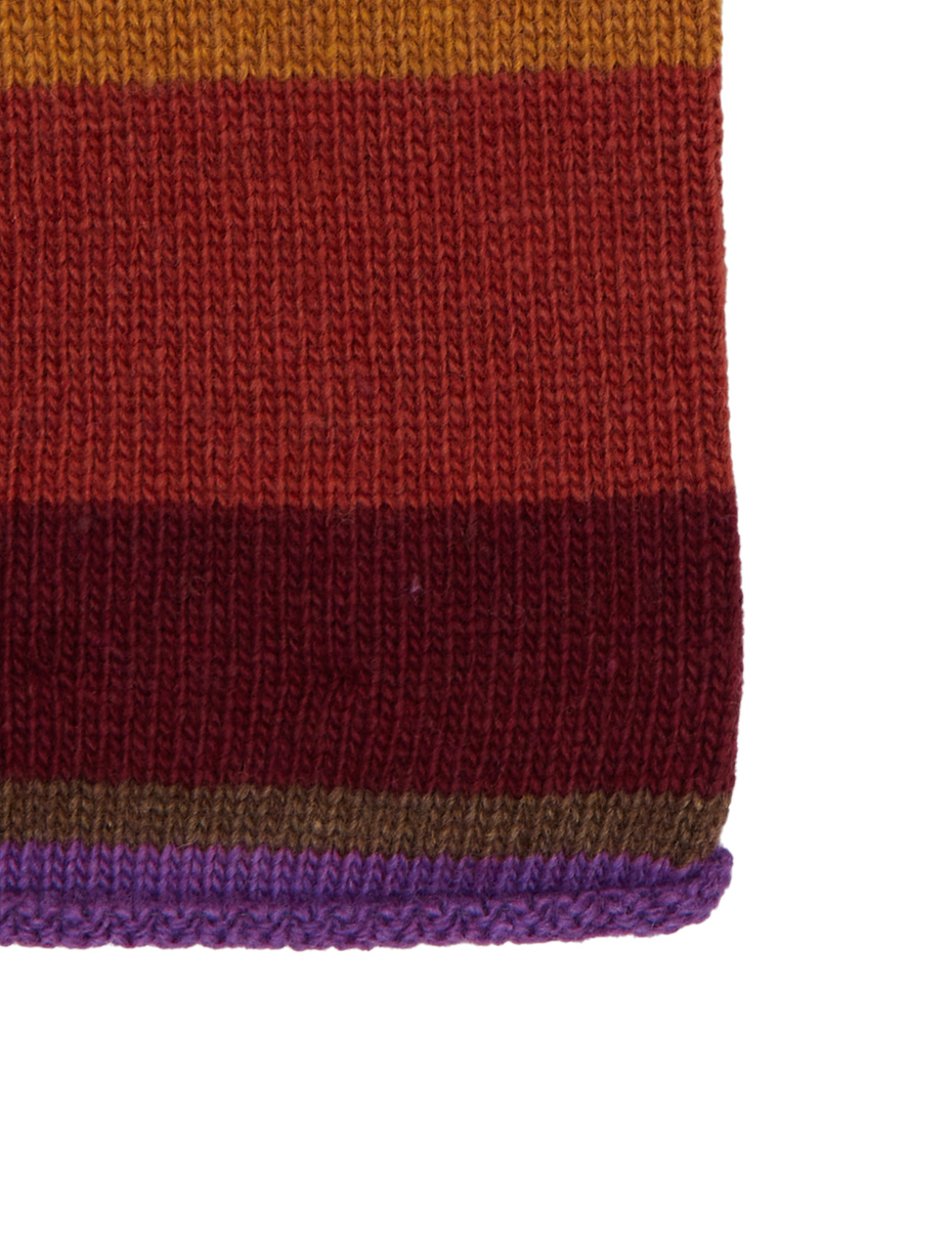 Women's short fingerless burgundy wool and cashmere gloves with multicoloured stripes - Gallo 1927 - Official Online Shop