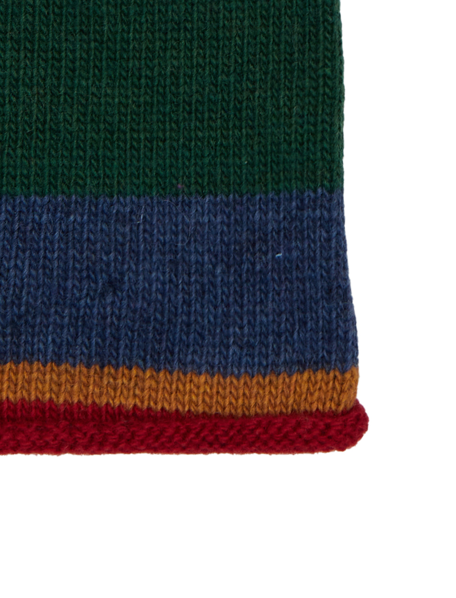 Women's short fingerless blue wool and cashmere gloves with multicoloured stripes - Gallo 1927 - Official Online Shop