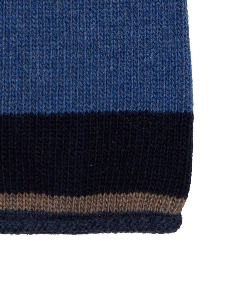 Women's short fingerless blue wool and cashmere gloves with multicoloured stripes - Gallo 1927 - Official Online Shop