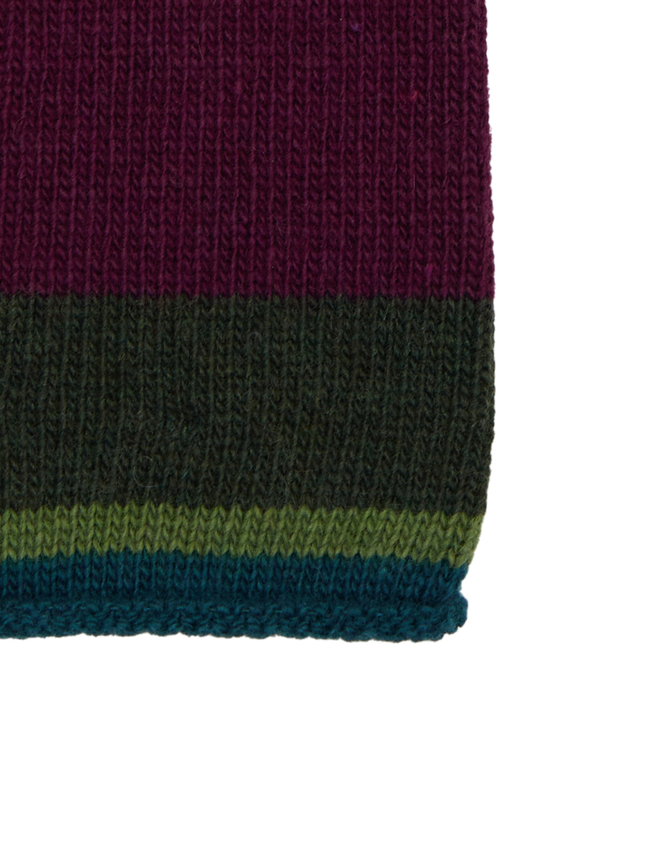 Women's short fingerless green wool and cashmere gloves with multicoloured stripes - Gallo 1927 - Official Online Shop
