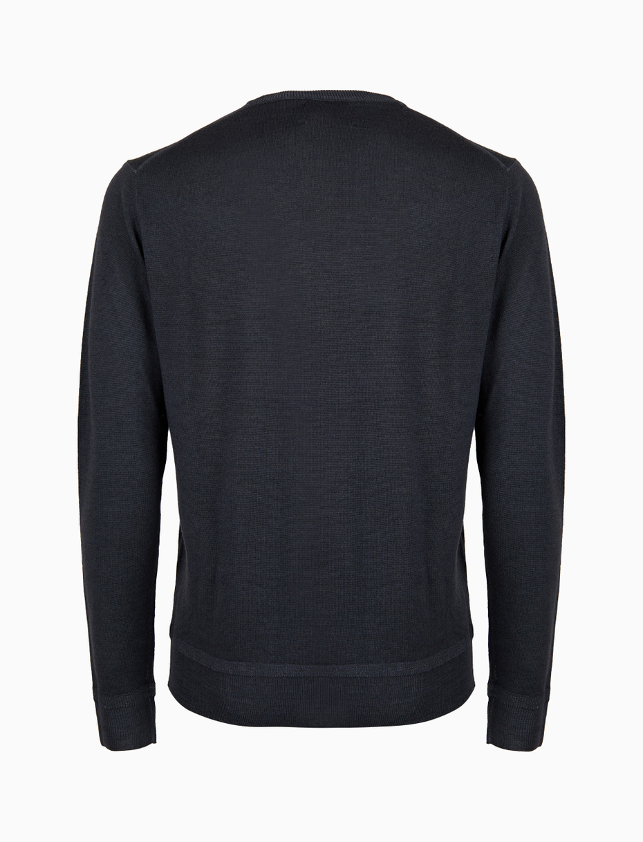 Men's plain grey wool crew-neck sweater - Gallo 1927 - Official Online Shop