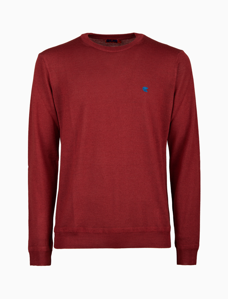 Pull uomo girocollo lana bordò tinta unita - Gallo 1927 - Official Online Shop