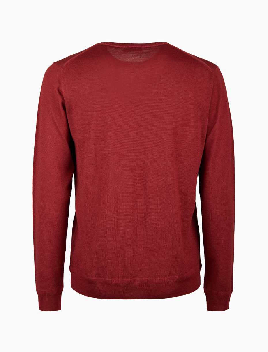 Pull uomo girocollo lana bordò tinta unita - Gallo 1927 - Official Online Shop