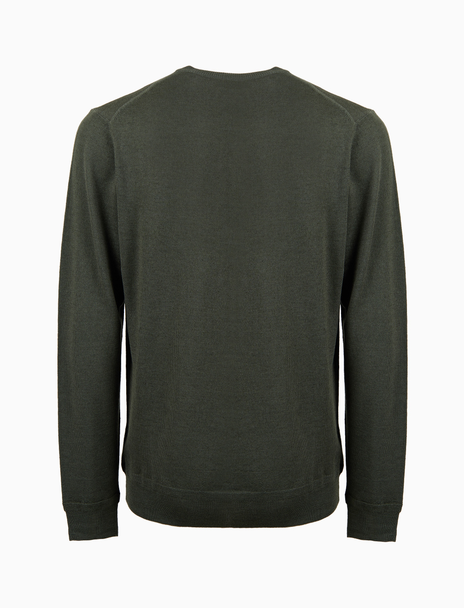 Men's plain green wool crew-neck sweater - Gallo 1927 - Official Online Shop