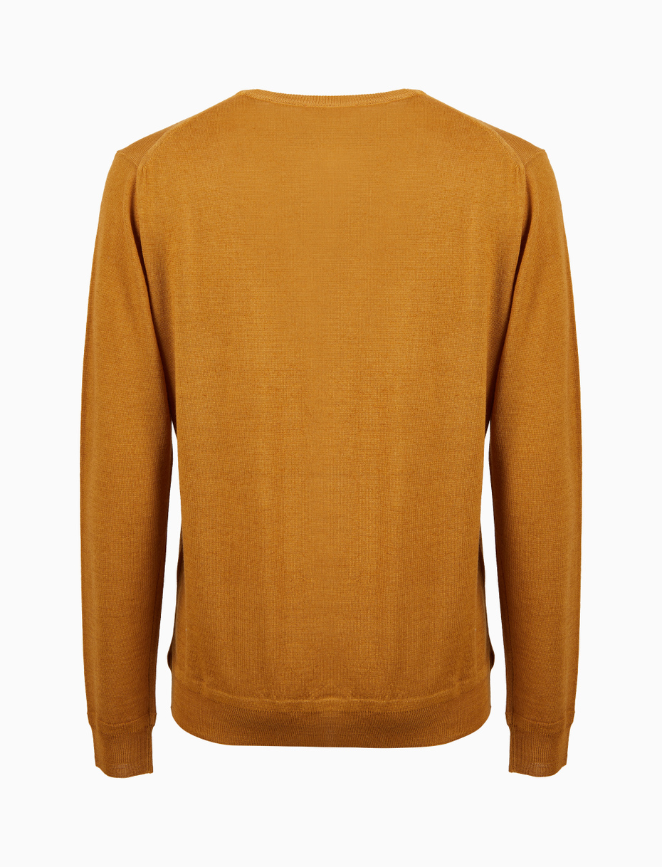 Men's plain yellow wool crew-neck sweater - Gallo 1927 - Official Online Shop