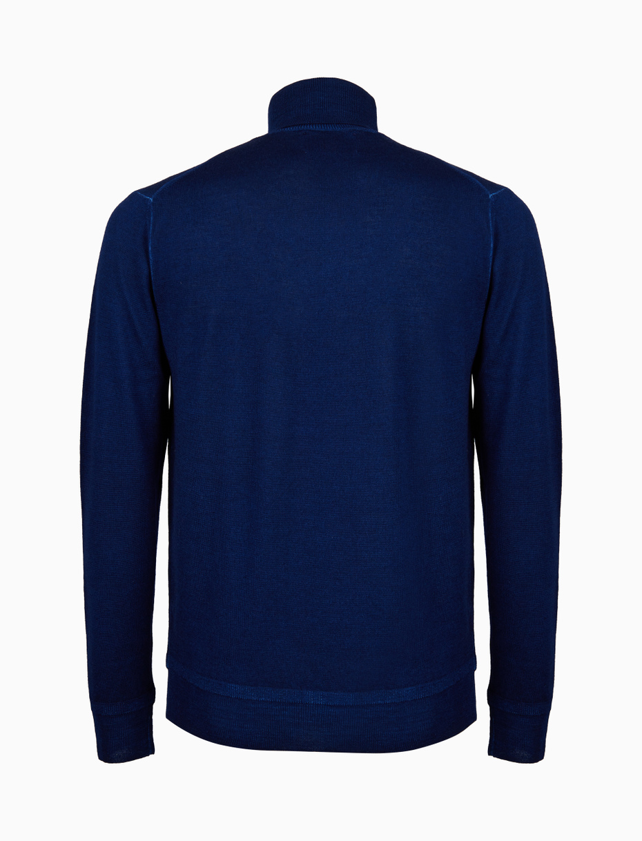 Pull dolcevita uomo lana blu tinta unita - Gallo 1927 - Official Online Shop